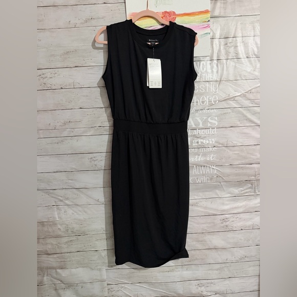 NWT Athleta Santorini Cinch Knit Tank Dress Midi Black-sz Small - Picture 4 of 8